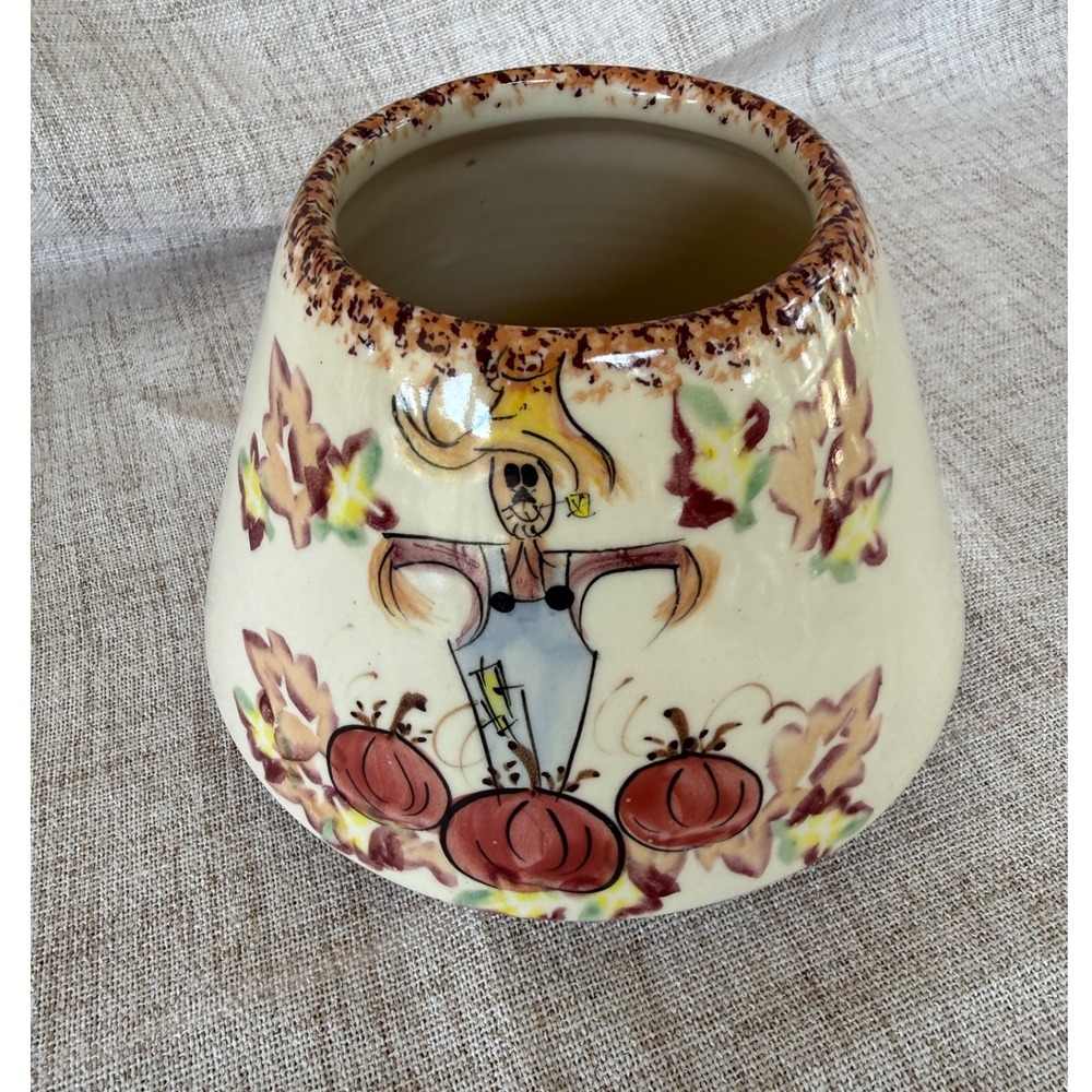 Patton Pottery Candle Jar Shade Cream Excellent Scarecrow Pumpkin Fall